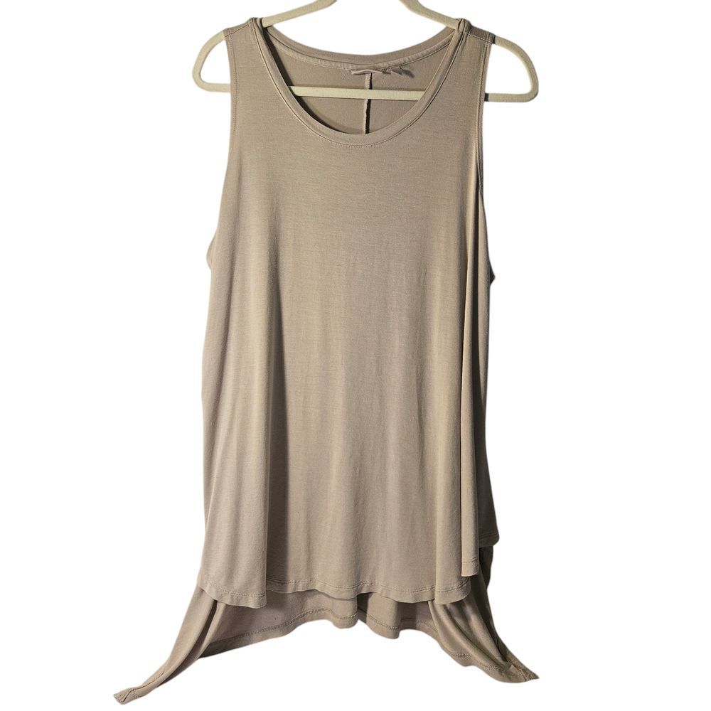 Logo‎ Layers Sleeveless Asymmetrical Tank Top Flowy Layered Tunic Gray Casual ML
